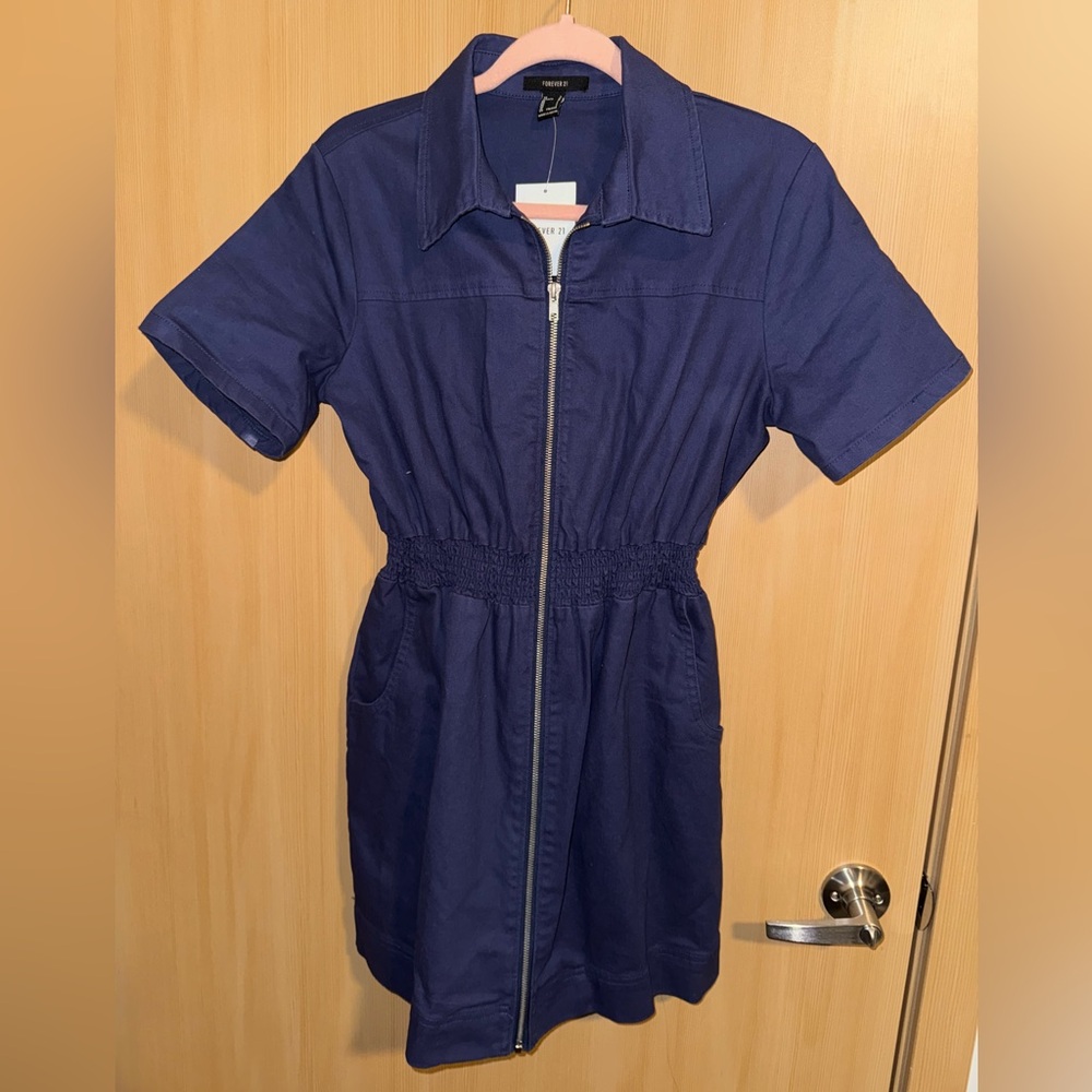 Forever21 Short Sleeve Zip-Up Dress